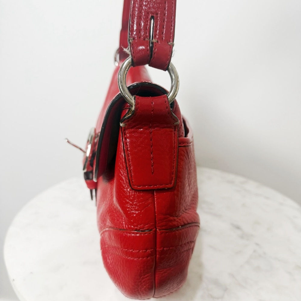 Vintage Coach Red Pebble Leather Soho Shoulder Bag Dyed - Picture 8 of 10